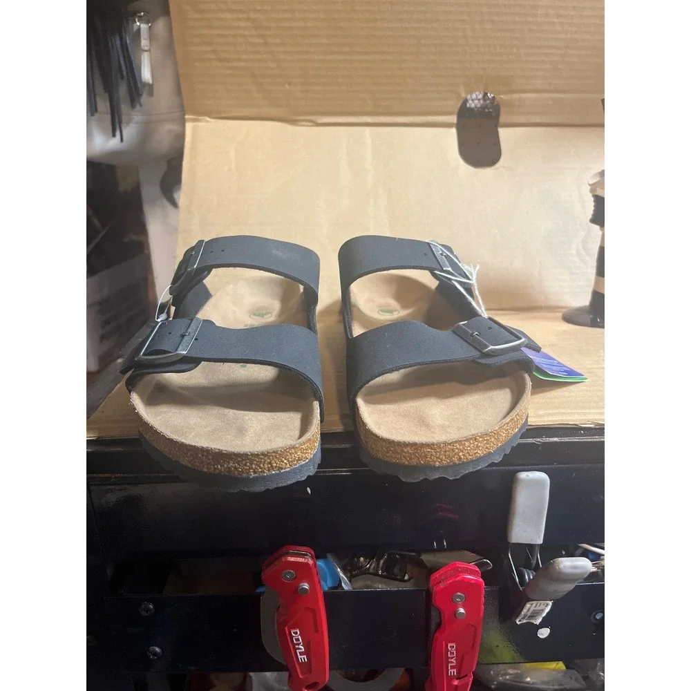 Birkenstock Arizona Vegan Men 43 280 M10 Black NWT Sandals Regular Width